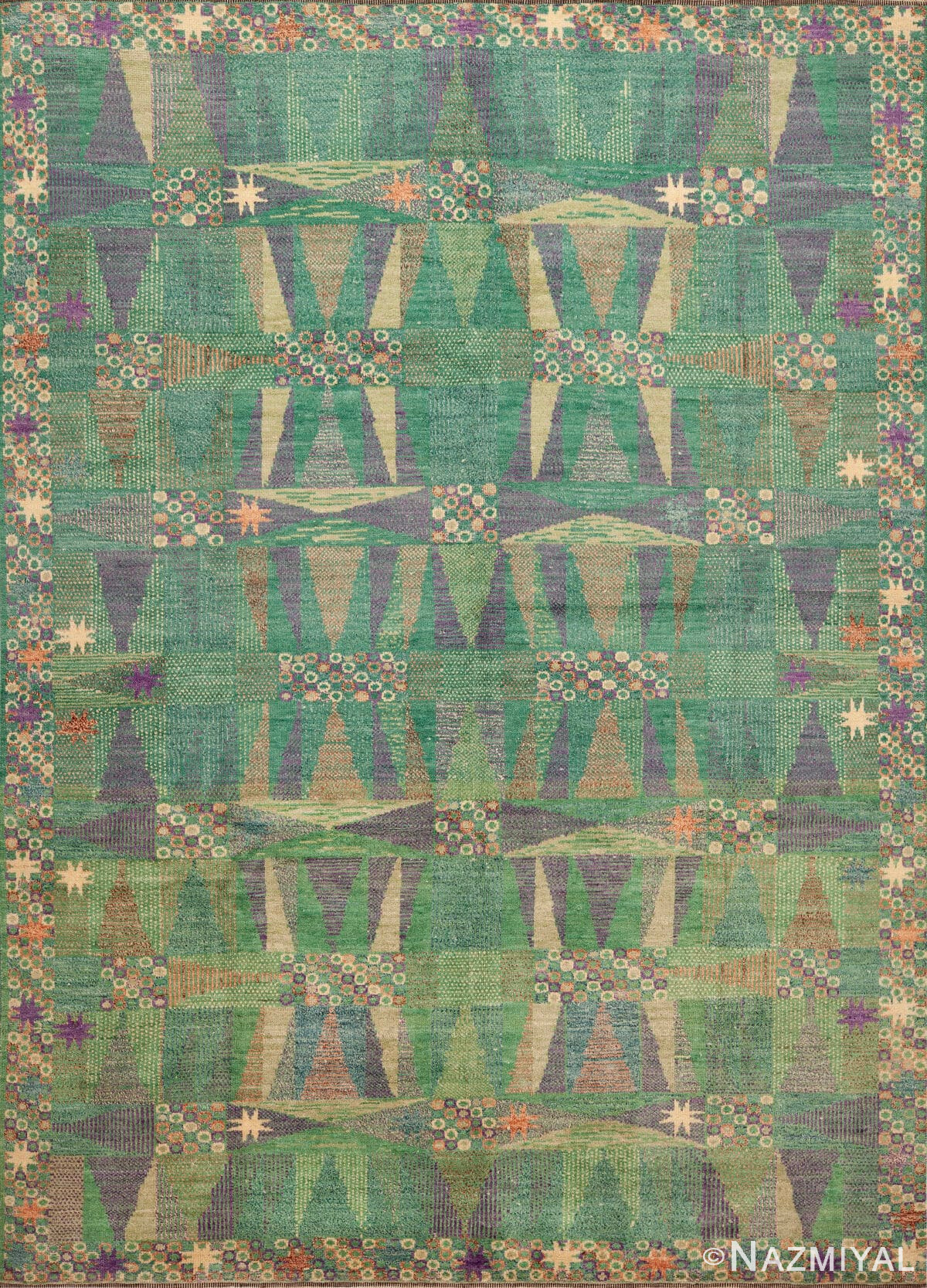 Modern Contemporary Green Swedish Rug 73493 by Nazmiyal Antique Rugs