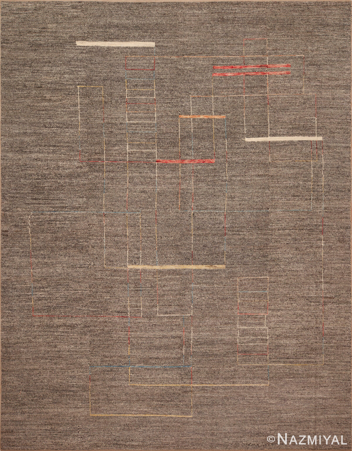 Modern Minimalist Neutral Colors Balkhi Rug 12261 by Nazmiyal Antique Collection