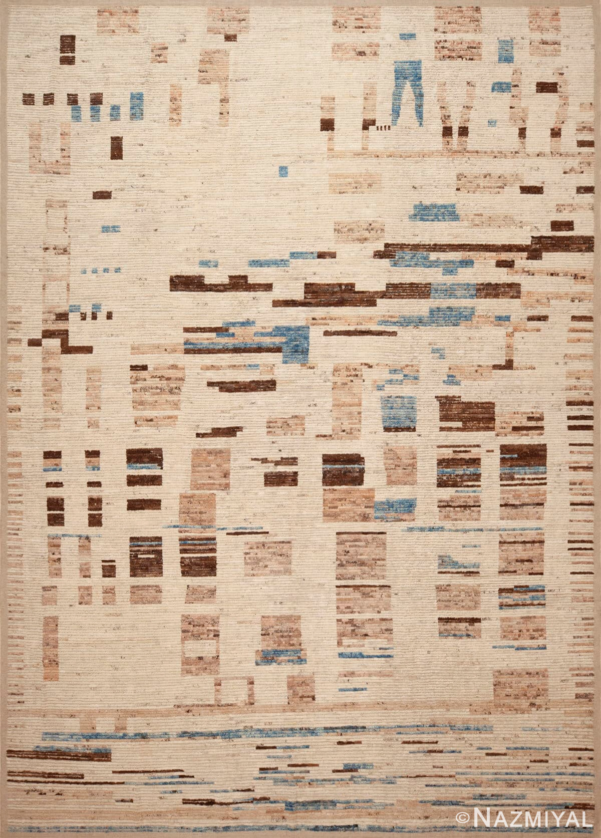 Modern Minimalist Natural Colors Balkhi Rug 12264 by Nazmiyal Antique Collection