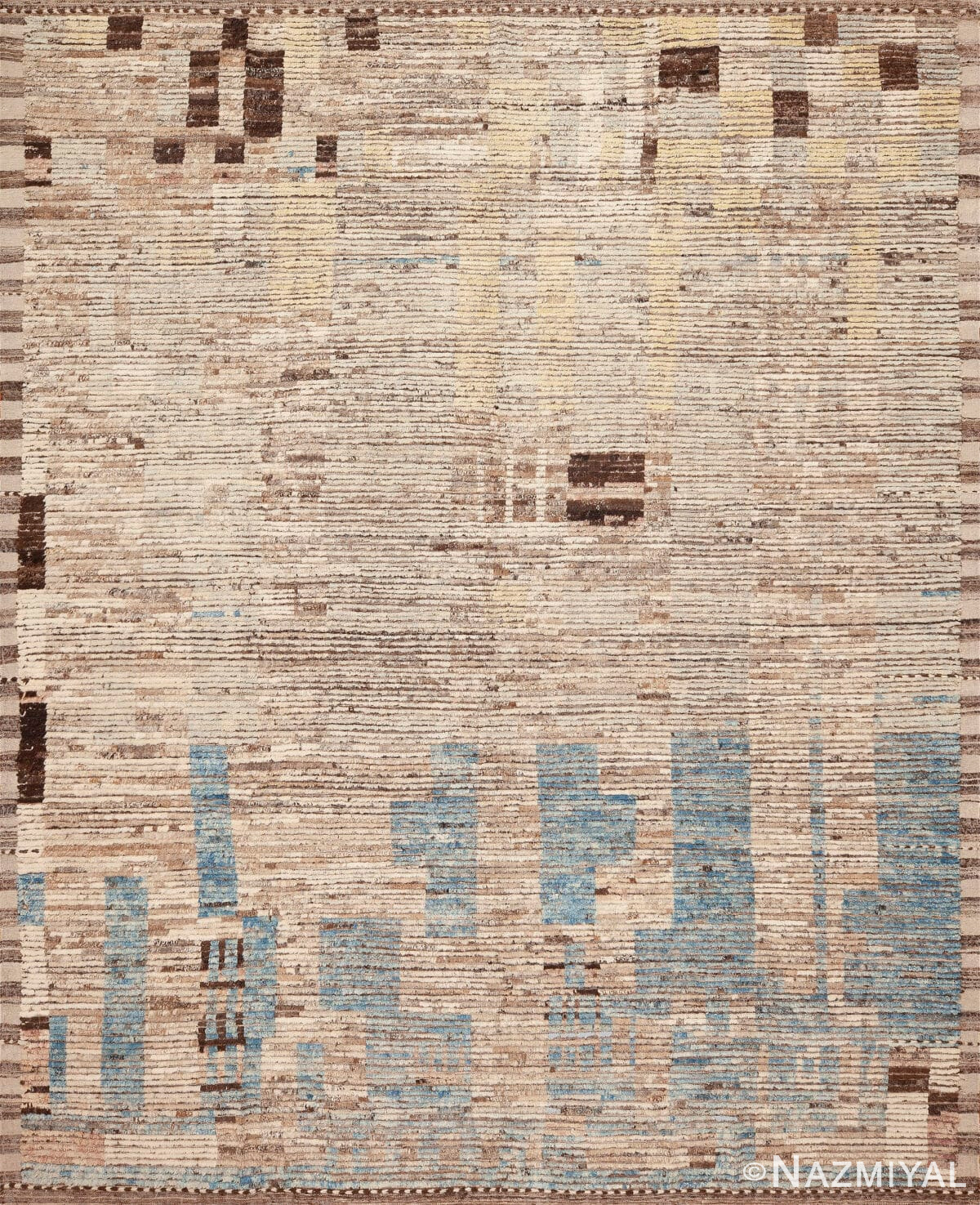 Modern Minimalistic Neutral Colors Balkhi Rug 12266 by Nazmiyal Antique Collection