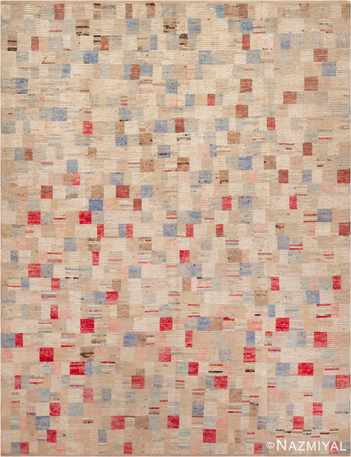 Modern Multicolor Grid Rug 12339 by Nazmiyal Antique Rugs