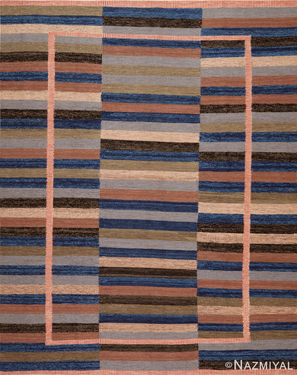 Modern Natural Pastel Colors Swedish Kilim Design Rug 73497 by Nazmiyal Antique Rugs