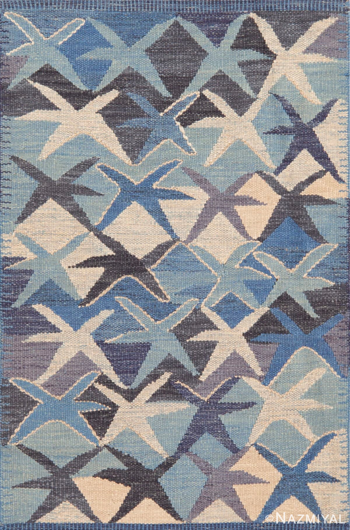 Modern Starfish Design Swedish Style Small Kilim Rugs 73488 by Nazmiyal Antique Collection