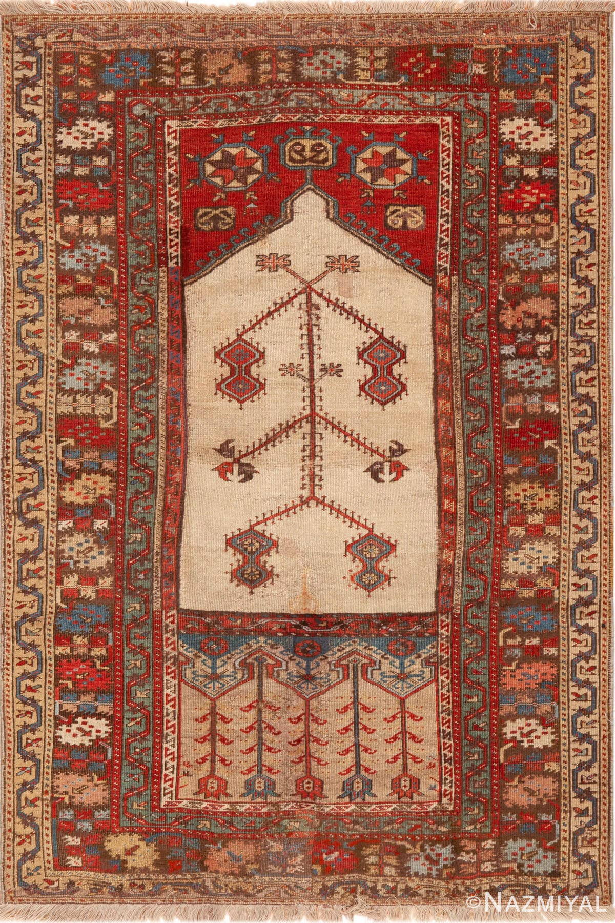 Seventeenth Century Turkish Ladik Prayer Rug 73517 by Nazmiyal Antique Rugs