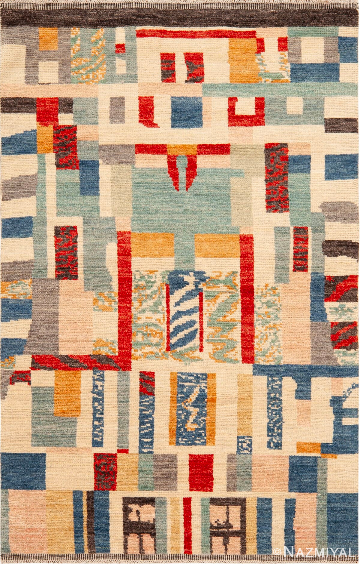 Small Modern Swedish Design Geometric Rug 73495 by Nazmiyal Antique Rugs
