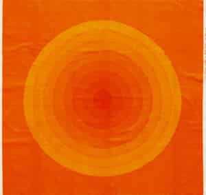 Infinite Radiant Red Circles Mira Spectrum Verner Panton Textile 47741 by Nazmiyal Antique Collection
