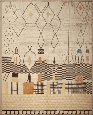 Threaded Township Contemporary Swedish Style Geometric Rug in Neutral Tones 11999 by Nazmiyal Antique Rugs