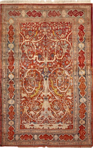Luxurious Silk Antique Persian Heriz Tree Of Life Rug 73584 by Nazmiyal Antique Rugs