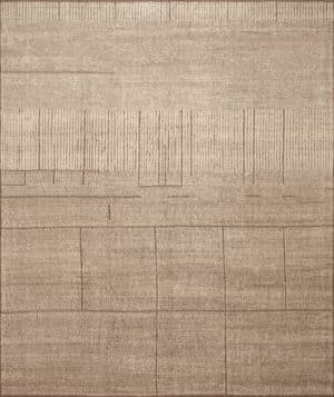 Modern Earthbound Lines Abstract Light Beige Rug 12285 by Nazmiyal Antique Rugs