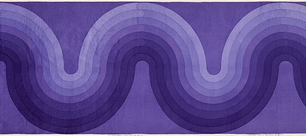 Vintage Scandinavian Purple Wave Verner Panton Mira Spectrum Textile 47756 by Nazmiyal Antique Rugs