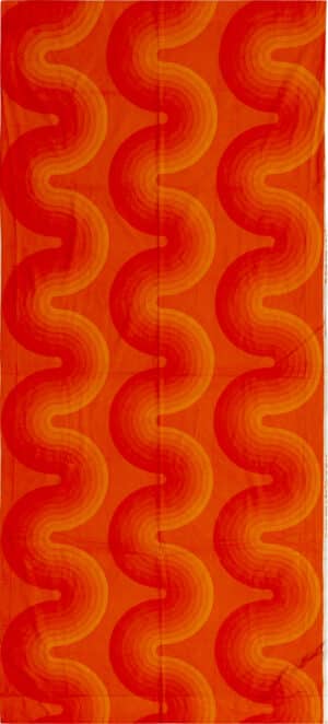 Vintage Scandinavian Red Hue Waves Verner Panton Textile 47738 by Nazmiyal Antique Rugs