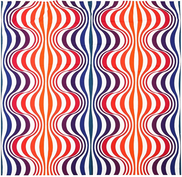 Large Square Vintage Scandinavian Verner Panton “Mira Spectrum” Textile 47831 by Nazmiyal Antique Rugs