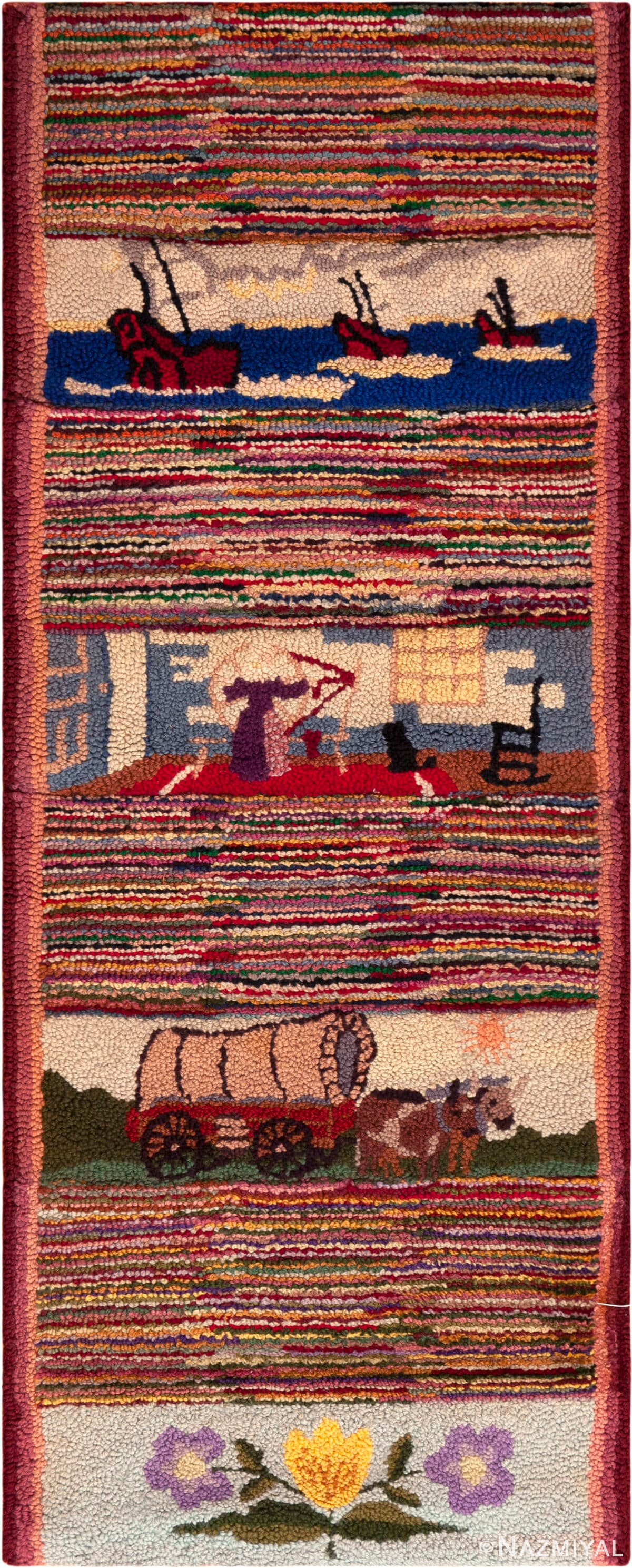 Antique American Hooked Rug 73574 by Nazmiyal Antique Rugs