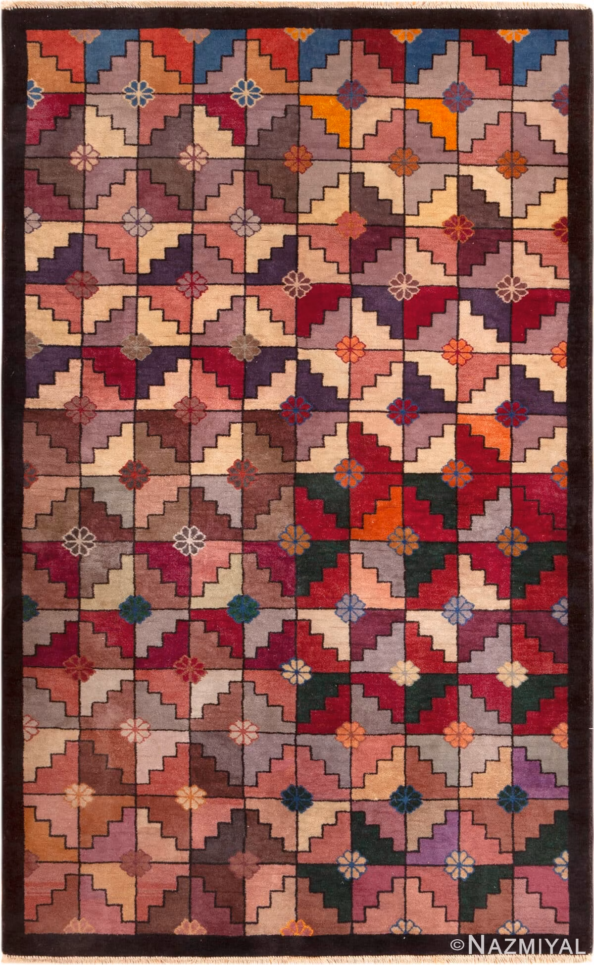 Antique Art Deco Chinese Geometric Rug 73510 by Nazmiyal Antique Rugs