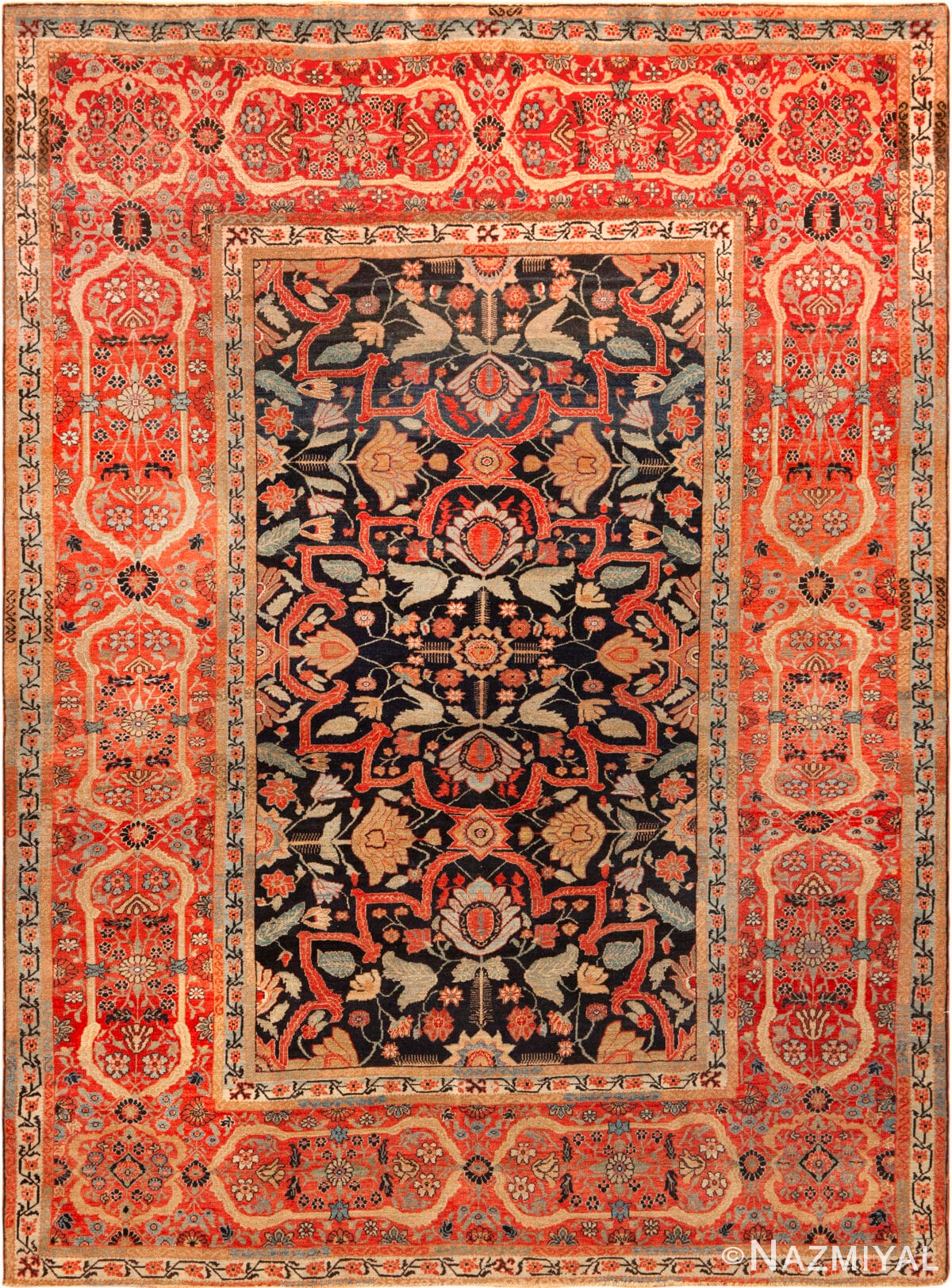 Antique Persian Farahan Rug 73594 by Nazmiyal Antique Rugs