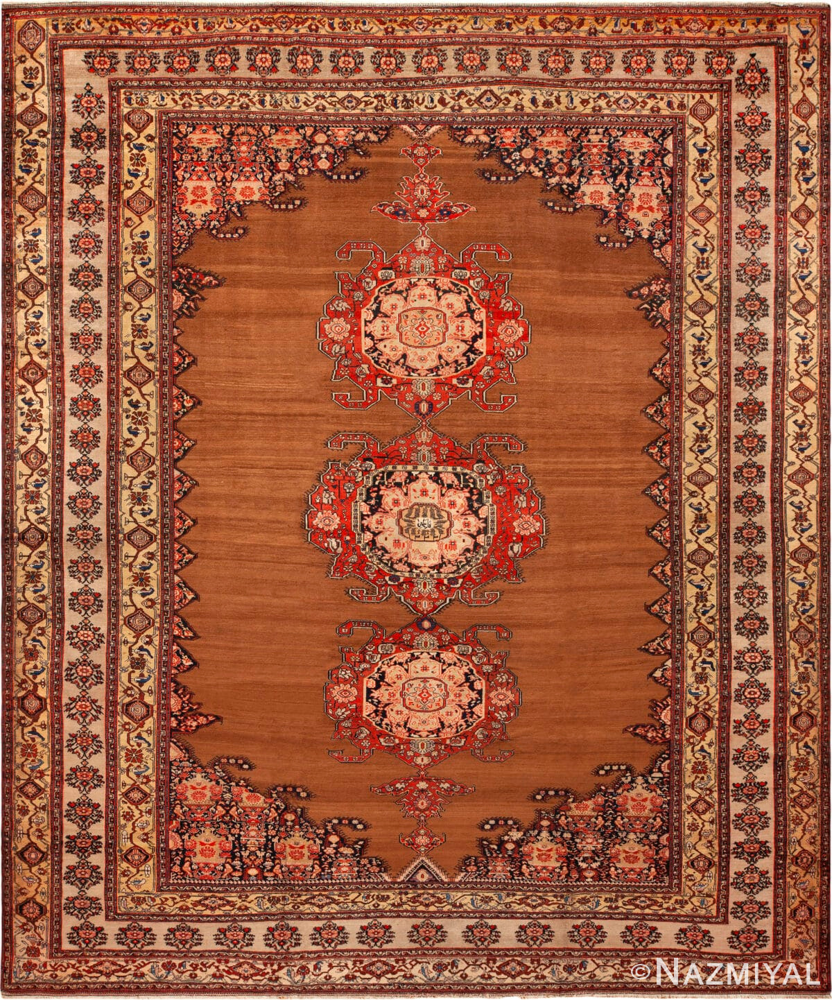 Antique Persian Farahan Zili Sultan Design Rug 73590 by Nazmiyal Antique Rugs