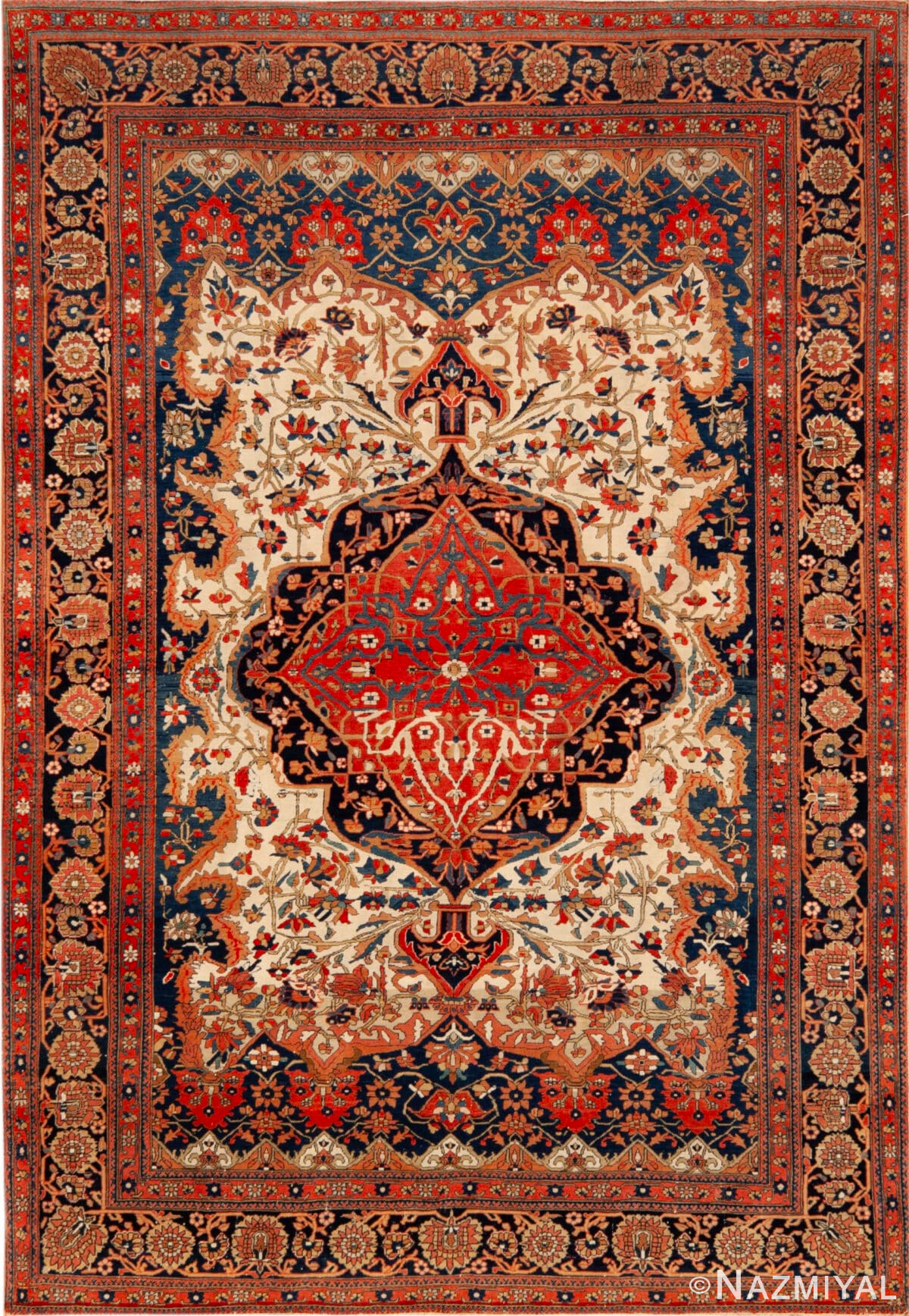 Antique Persian Kashan 73451 by Nazmiyal Antique Rugs