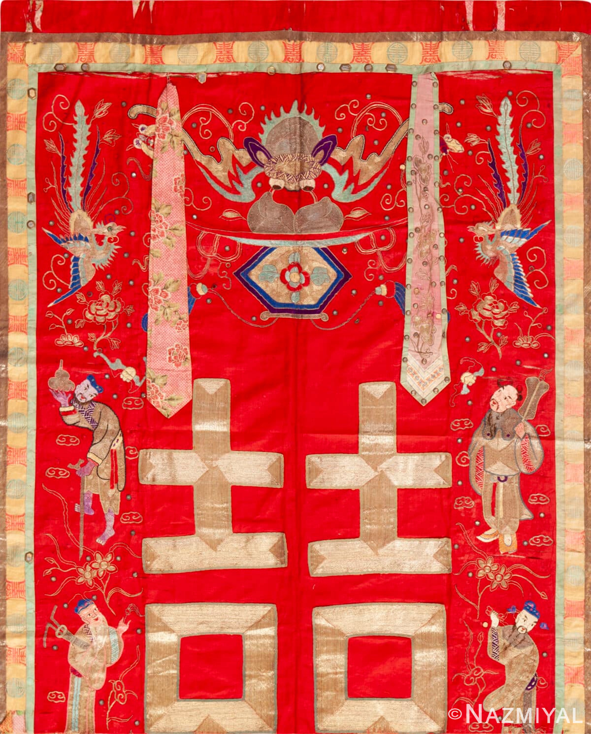 Antique Silk Chinese Wedding Cape Textile 73599 by Nazmiyal Antique Rugs