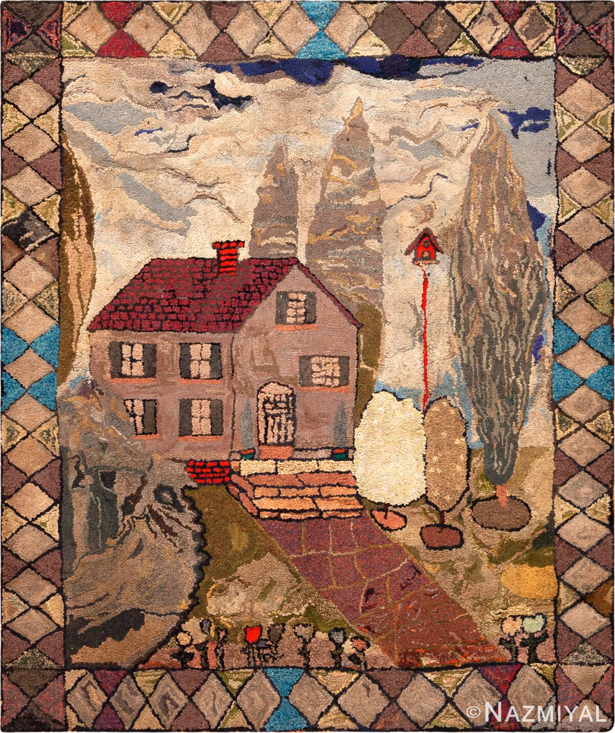 Artistic Antique American Hooked Rug 73572 by Nazmiyal Antique Rugs