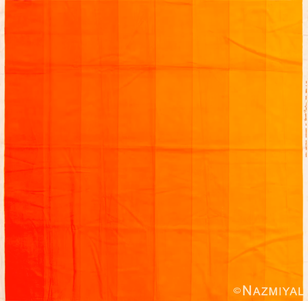 Bright Orange Hue Vintage Geometric Panton Textile 47746 by Nazmiyal Antique Rugs