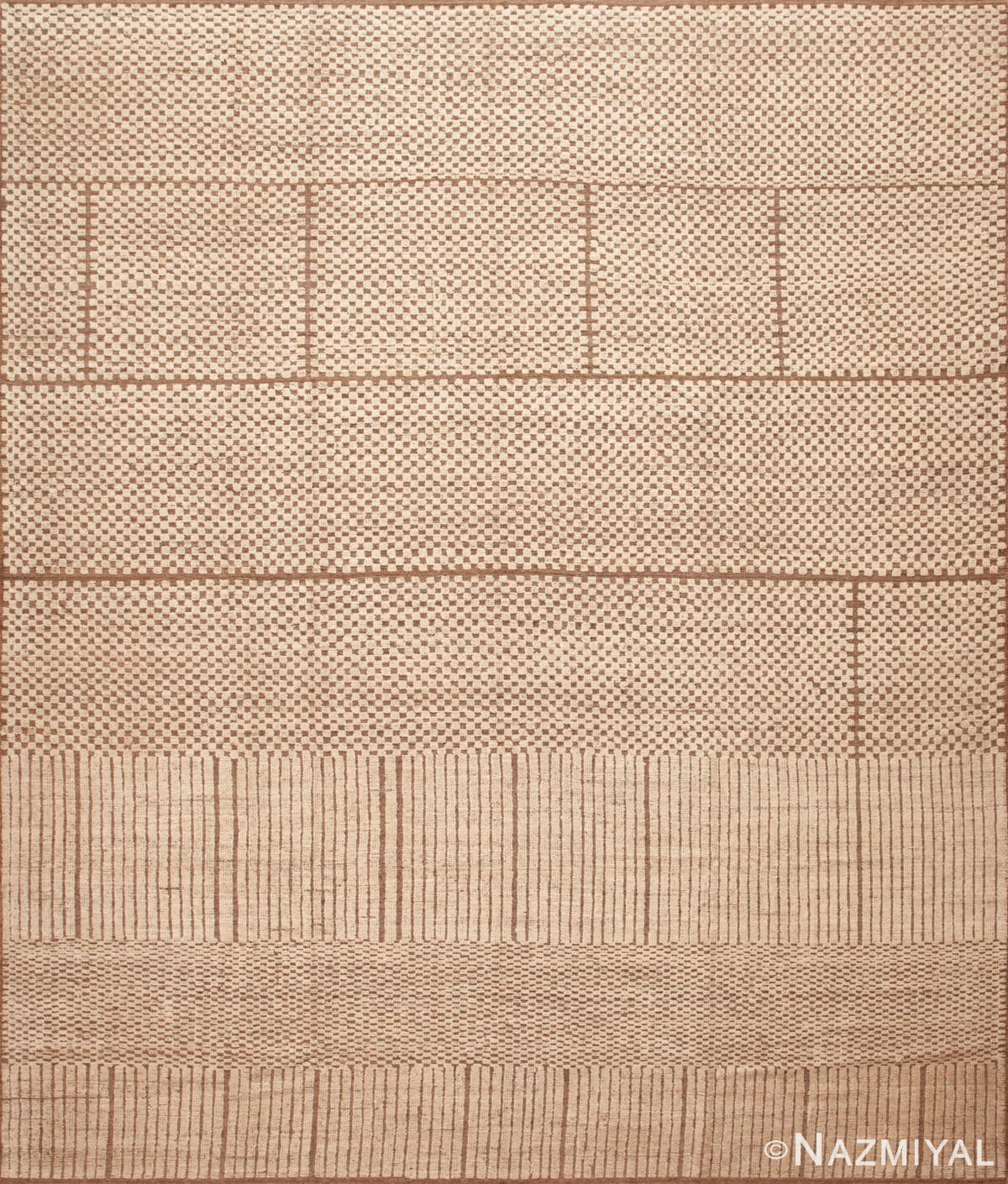 Contemporary Beige Tones Geometric Design Rug 12280 by Nazmiyal Antique Rugs