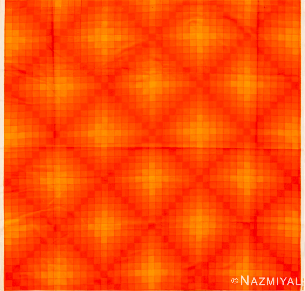Vintage Eye Catching Orange Hue Scandinavian Verner Panton Textile Mira Spectrum 47744 by Nazmiyal Antique Rugs