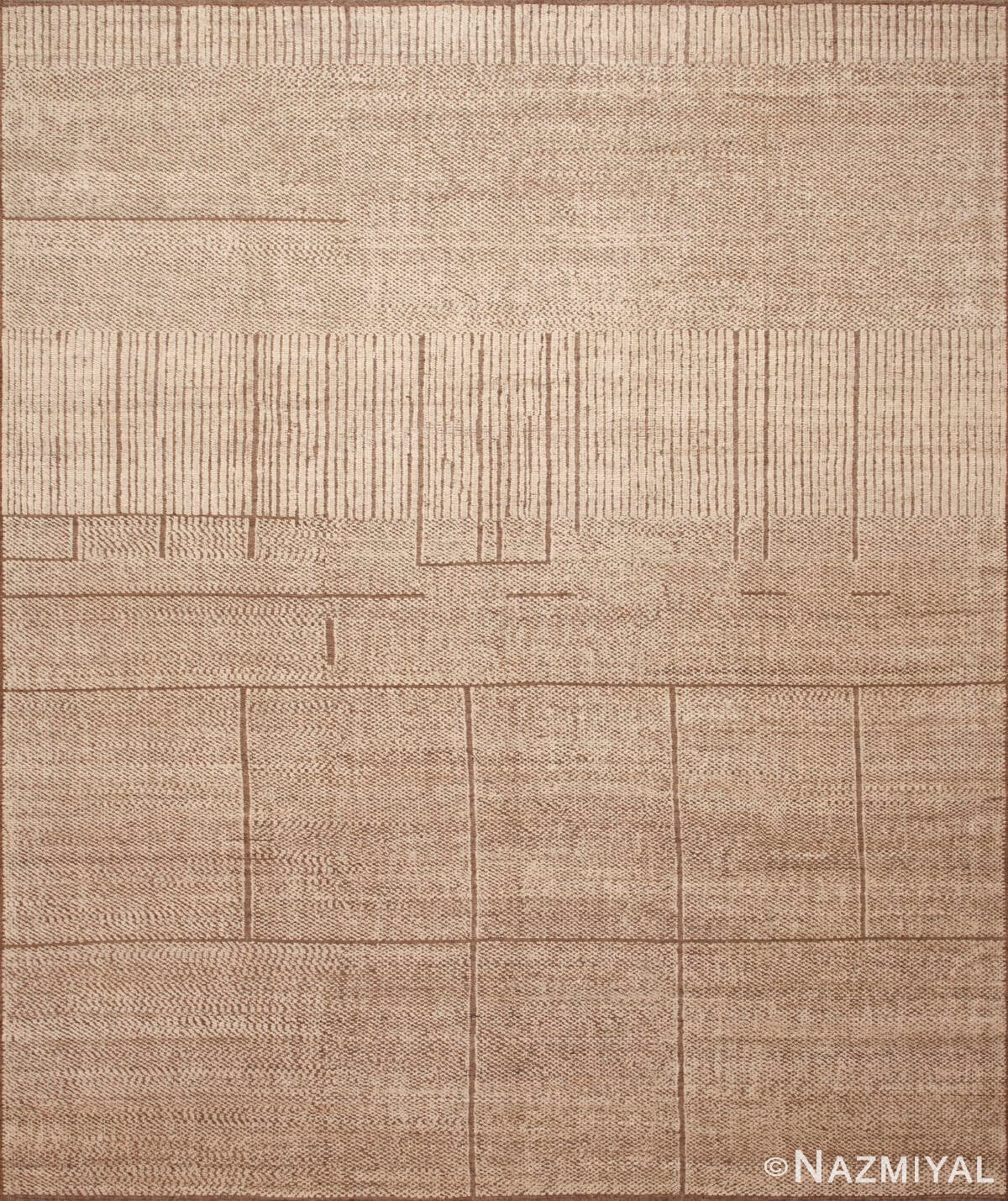 Modern Earthbound Lines Abstract Light Beige Rug 12285 by Nazmiyal Antique Rugs