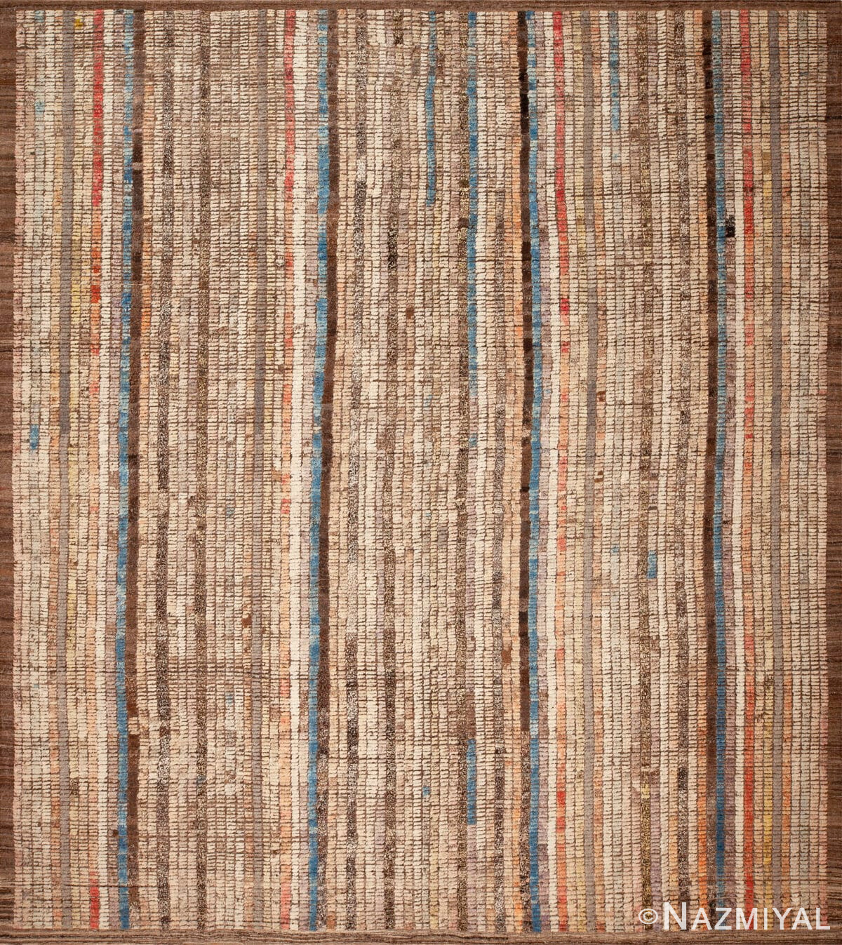 Geometric Striped Neutral and Multicolor Handwoven Rug for Contemporary Interiors 11997 by Nazmiyal Antique Rugs