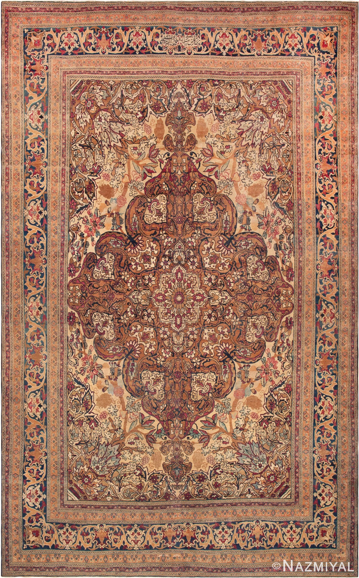 Signed by Master Weaver Aboul Ghasem Kermani Antique Persian Kerman Rug 71874 by Nazmiyal Antique Rugs
