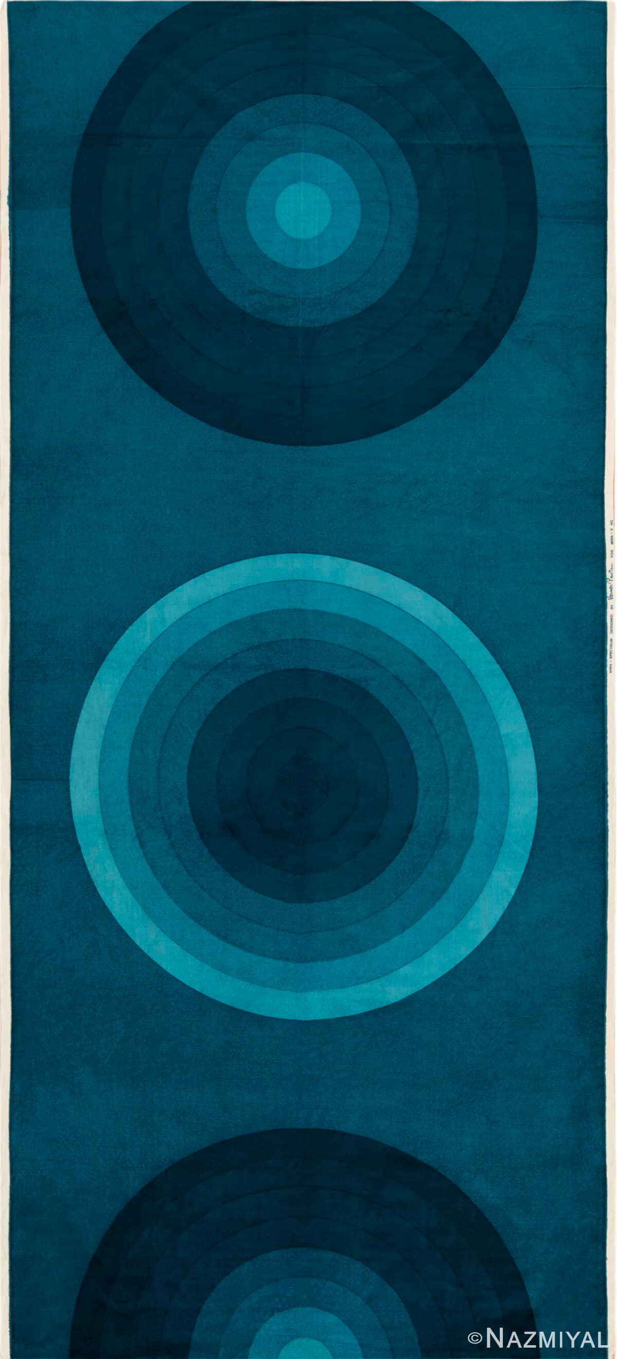 Vibrant Vintage Circle Pattern Scandinavian Verner Panton Textile 47718 by Nazmiyal Antique Rugs