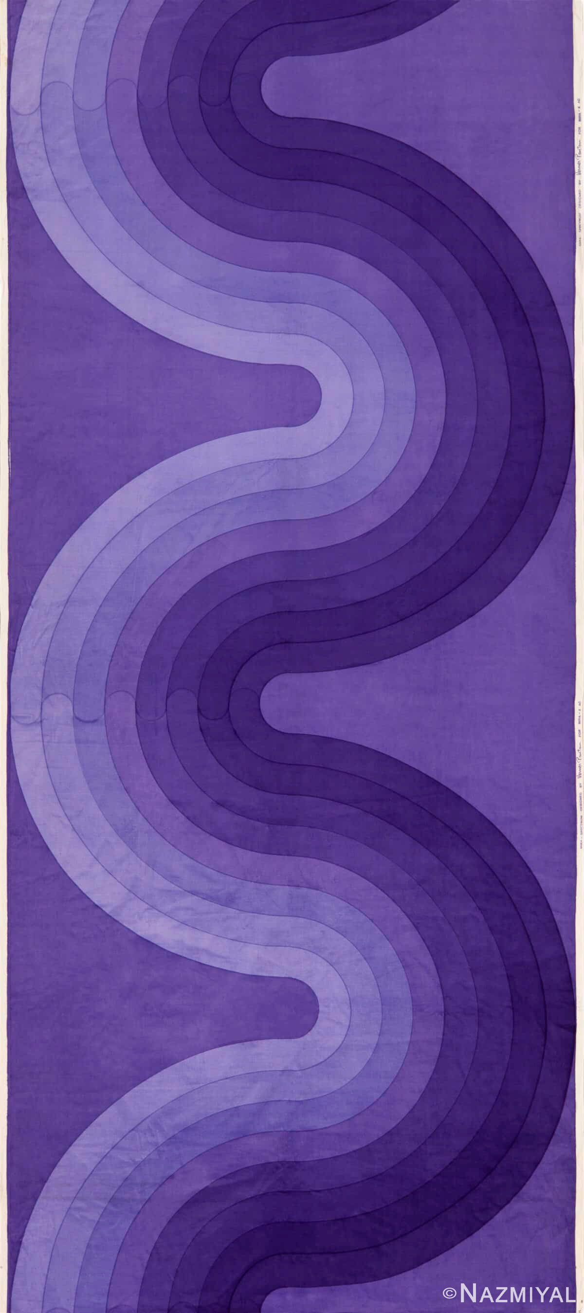 Vintage Scandinavian Purple Wave Verner Panton Textile 47756 by Nazmiyal Antique Rugs