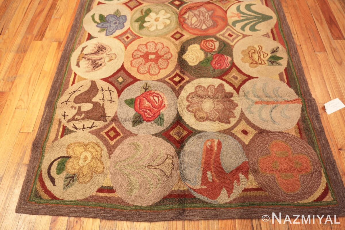 Whimsy Rugs Whimsical Antique American Hooked Rug with Nature-Inspired Motifs ...