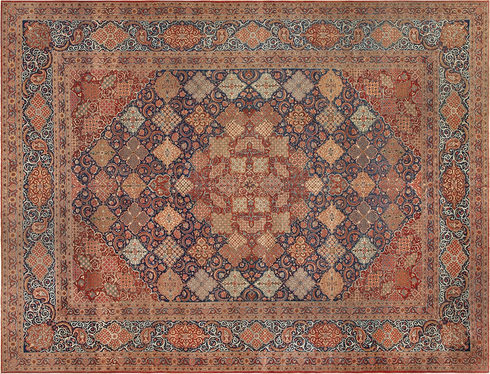 Antique Persian Kashan Dabir Rug 73627 by Nazmiyal Antique Rugs
