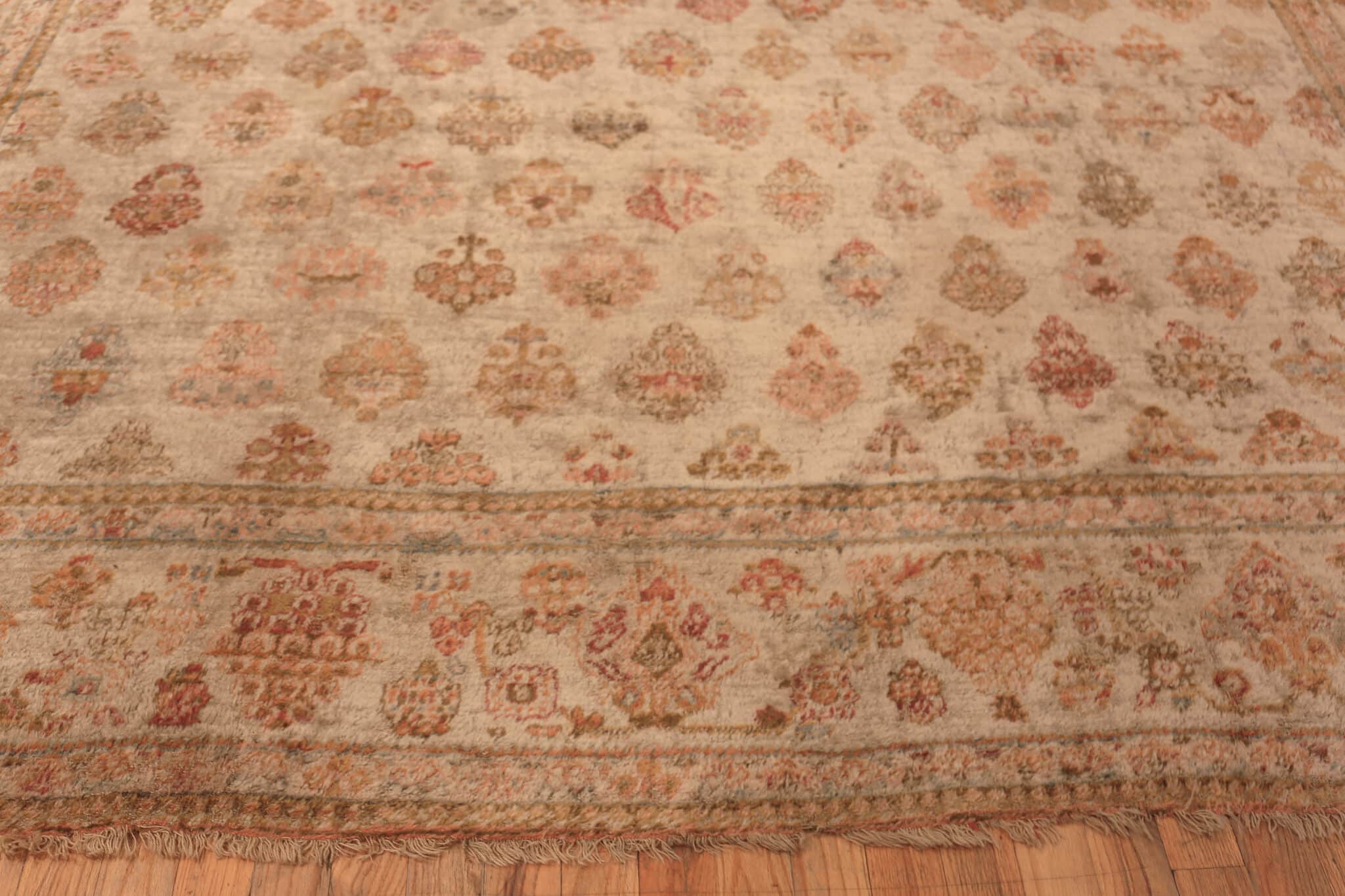 Decorative Antique Turkish Oushak Angora Rug 73629 Nazmiyal