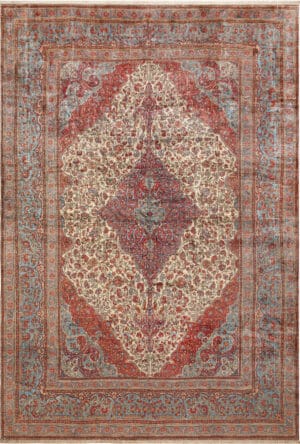 Silk Antique Persian Mohtashem Kashan Rug 73630 by Nazmiyal Antique Rugs