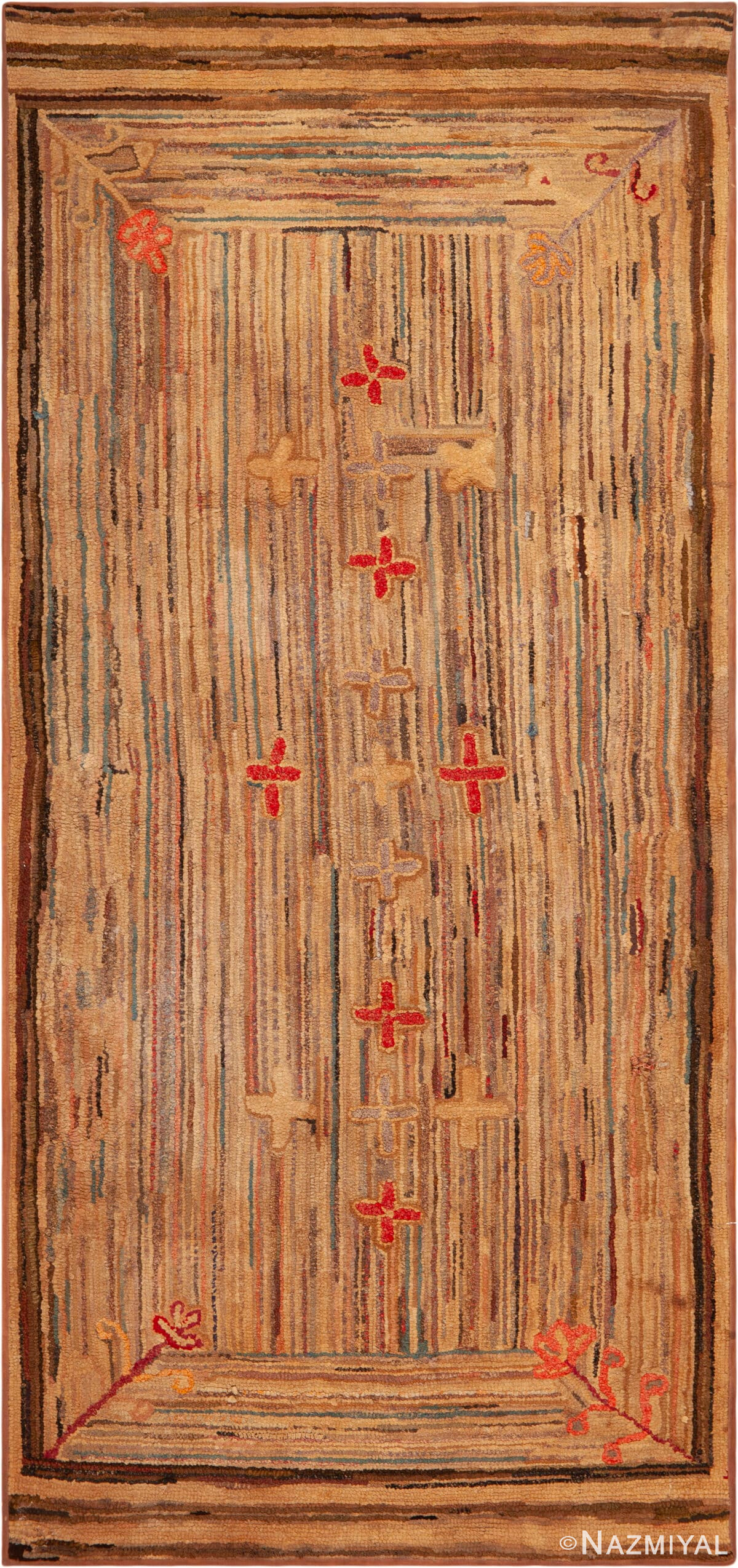 Antique American Hooked Rug 73617 by Nazmiyal Antique Rugs