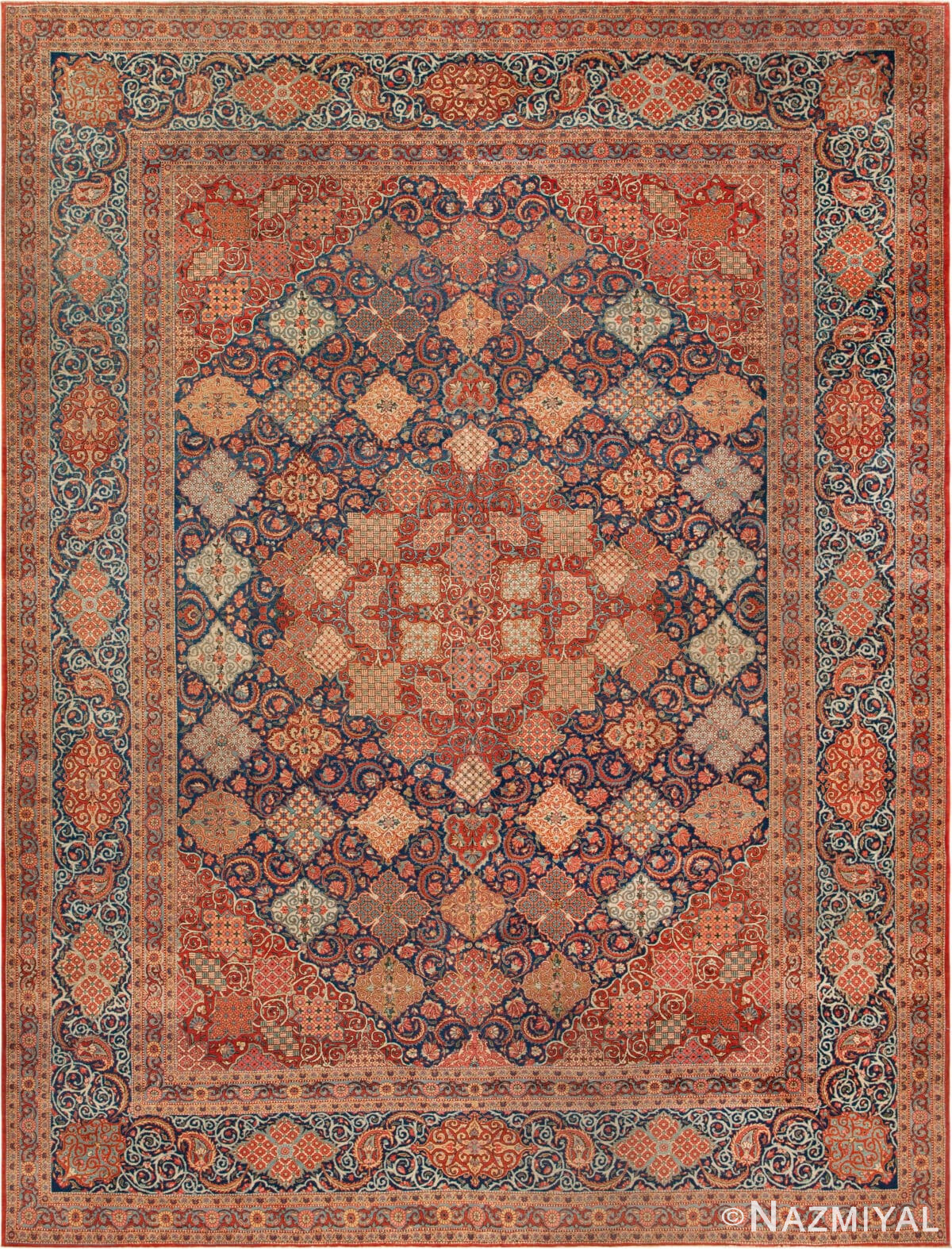 Antique Persian Kashan Dabir Rug 73627 by Nazmiyal Antique Rugs