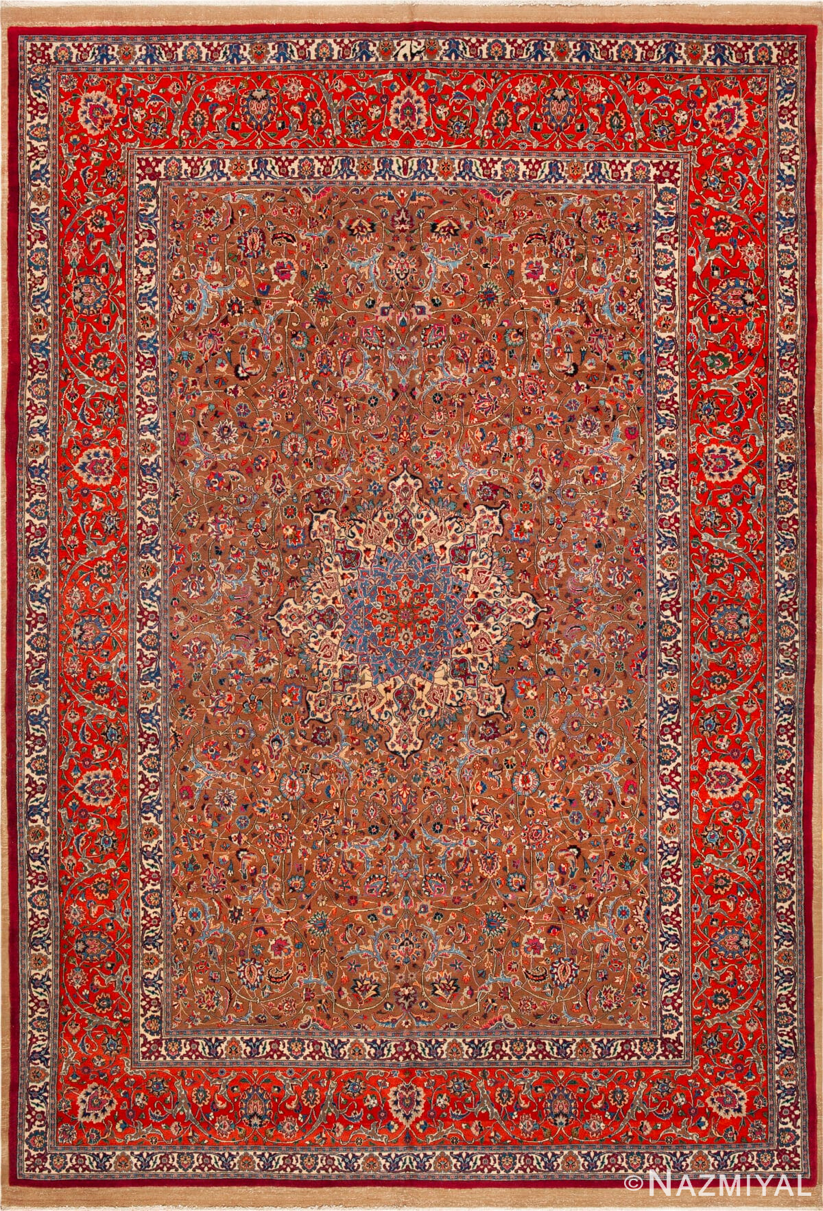 Masterpiece Antique Persian Mashad Wool & Silk Rug by Master Weaver Saber 73626 by Nazmiyal Antique Rugs