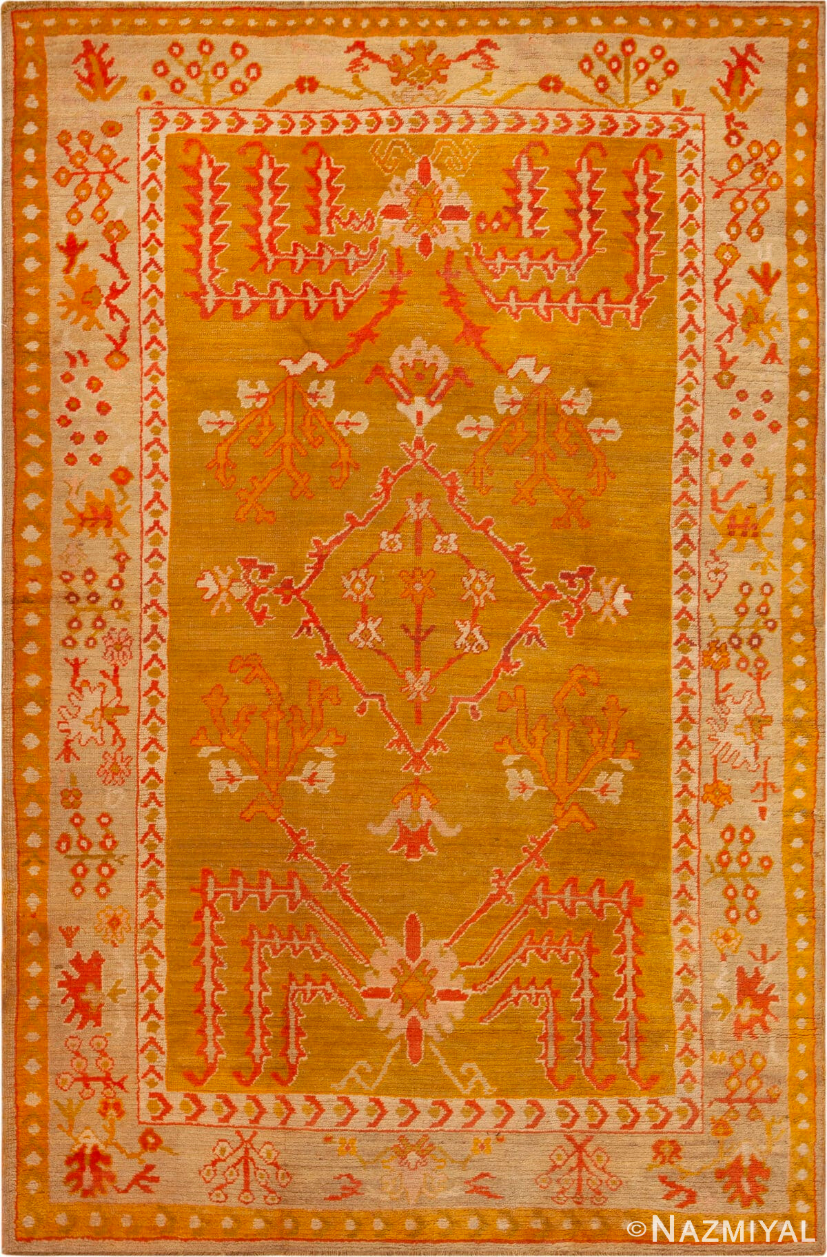 Antique Turkish Oushak Rug 73624 by Nazmiyal Antique Rugs
