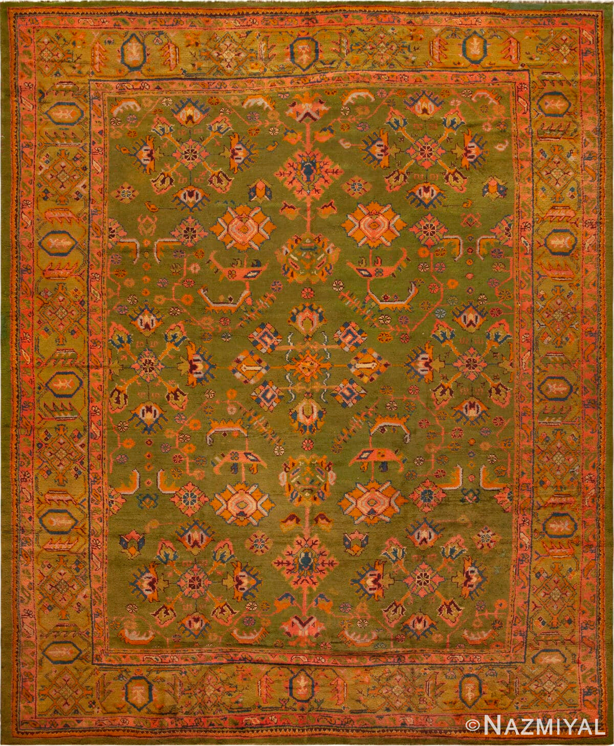 Antique Turkish Oushak Rug 73632 by Nazmiyal Antique Rugs