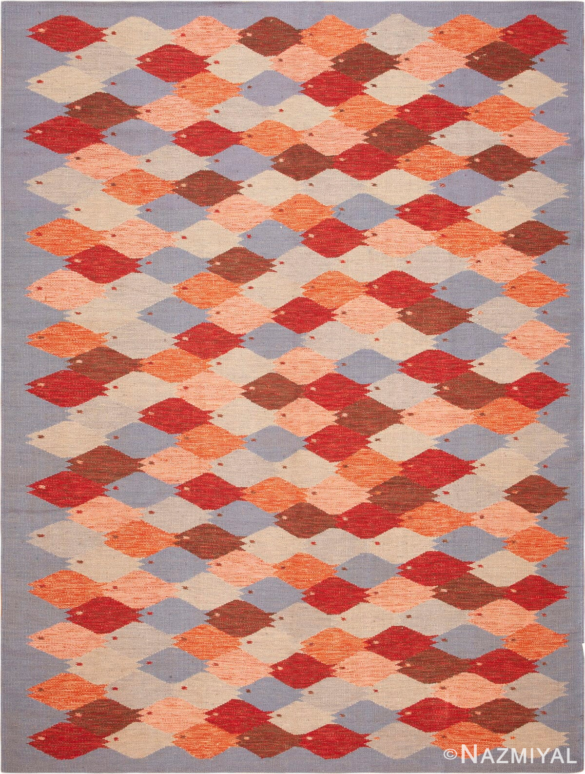 Modern Fish Design Swedish Style Kilim Rug 73605 by Nazmiyal Antique Rugs