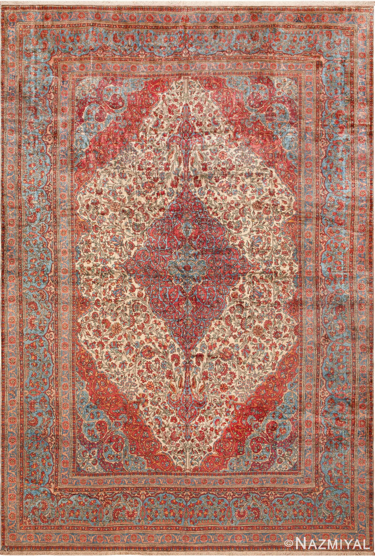 Silk Antique Persian Mohtashem Kashan Rug 73630 by Nazmiyal Antique Rugs