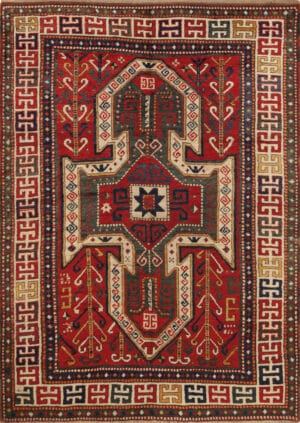Antique Caucasion Sewan Kazak Geometric Rug 73695 by Nazmiyal Antique Rugs