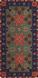 Antique Geometric Embroidery Folk Textile in Red, Blue & Green Antique Geometric Embroidery Folk Textile in Red, Blue & Green 73683 by Nazmiyal Antique Rugs