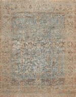 Weathered Grace: Antique Persian Sultanabad Wool Rug in Sky and Clay Weathered Grace: Antique Persian Sultanabad Wool Rug in Sky and Clay 73664 by Nazmiyal Collection