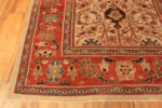 Antique Persian Sultanabad Rug Ivory Field with Coral Red Border 73615 by Nazmiyal Antique Collection