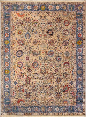 Aged to Perfection Antique Persian Tabriz Rug with Celestial Border 73669 by Nazmiyal Collection