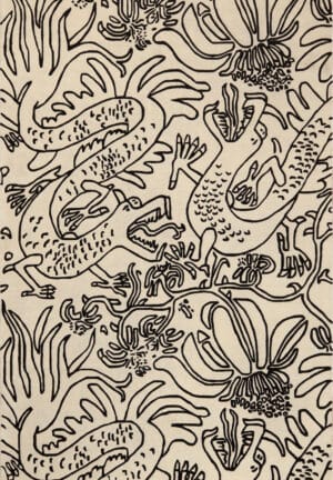 Mythic Garden – Hand-Tufted Dragon and Flora Rug 73682 by Nazmiyal Rug Collection