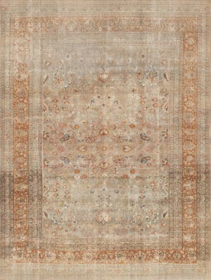 Faded Bloom Antique Persian Khorassan Rug with Celestial Floral Field 73663 by Nazmiyal Antique Collection