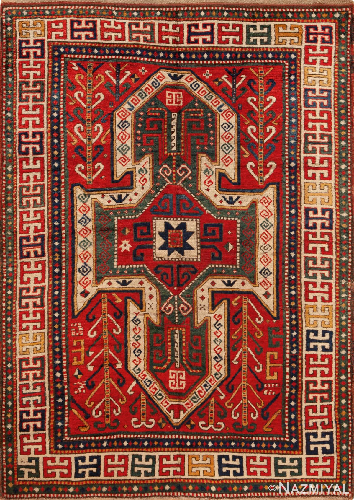 Antique Caucasion Sewan Kazak Geometric Rug 73695 by Nazmiyal Antique Rugs